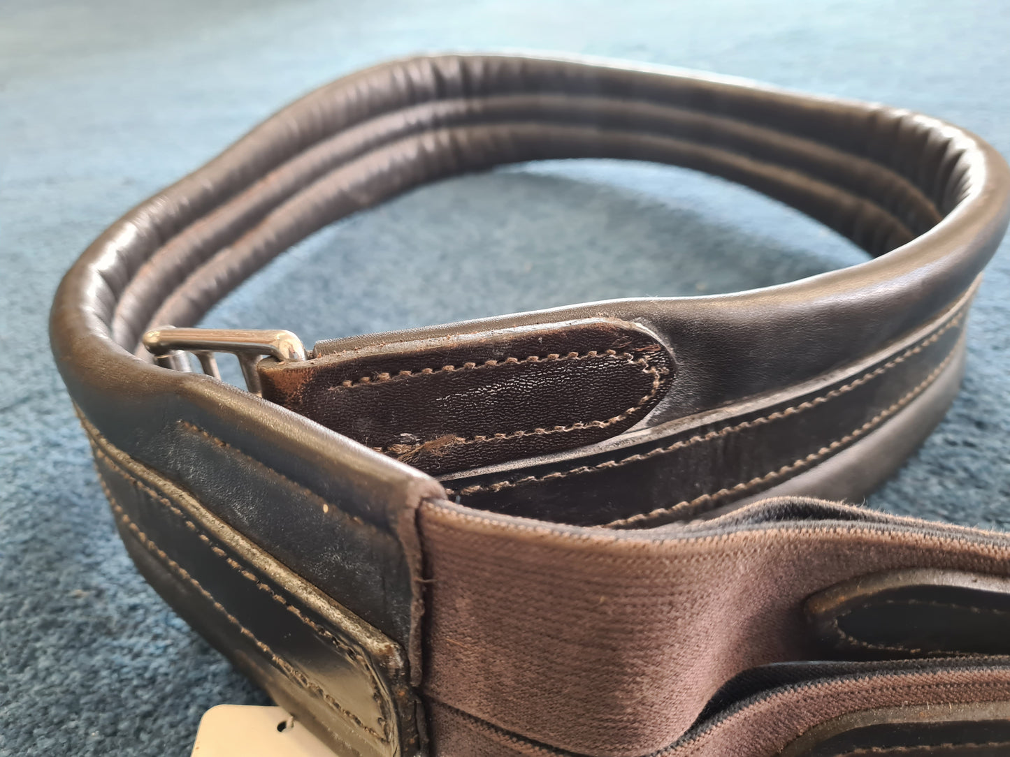 elasticated 52" padded leather girth brown