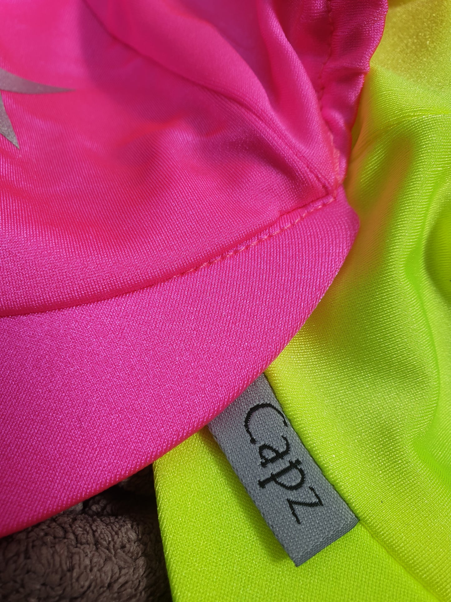 New high vis yellow and pink hat silks
