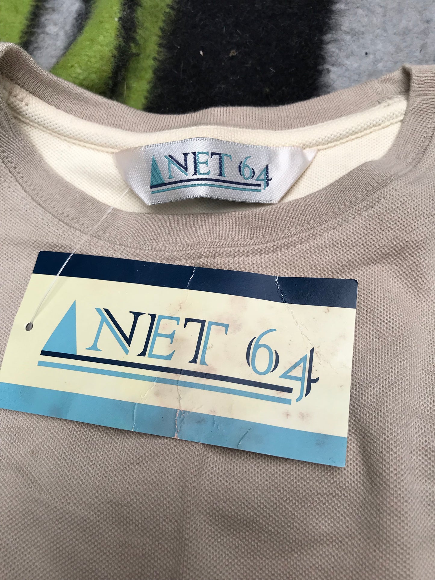 NET 64 beige and navy blue short sleeved t-shirt size 16/18 FREE POSTAGE