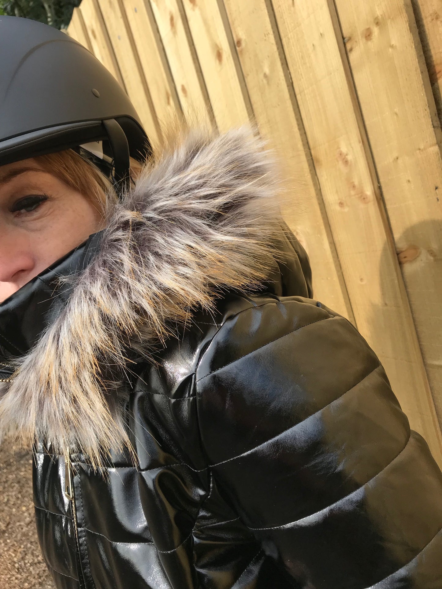 New ON THE HOOF wet look coat with fluffy hood FREE POSTAGE