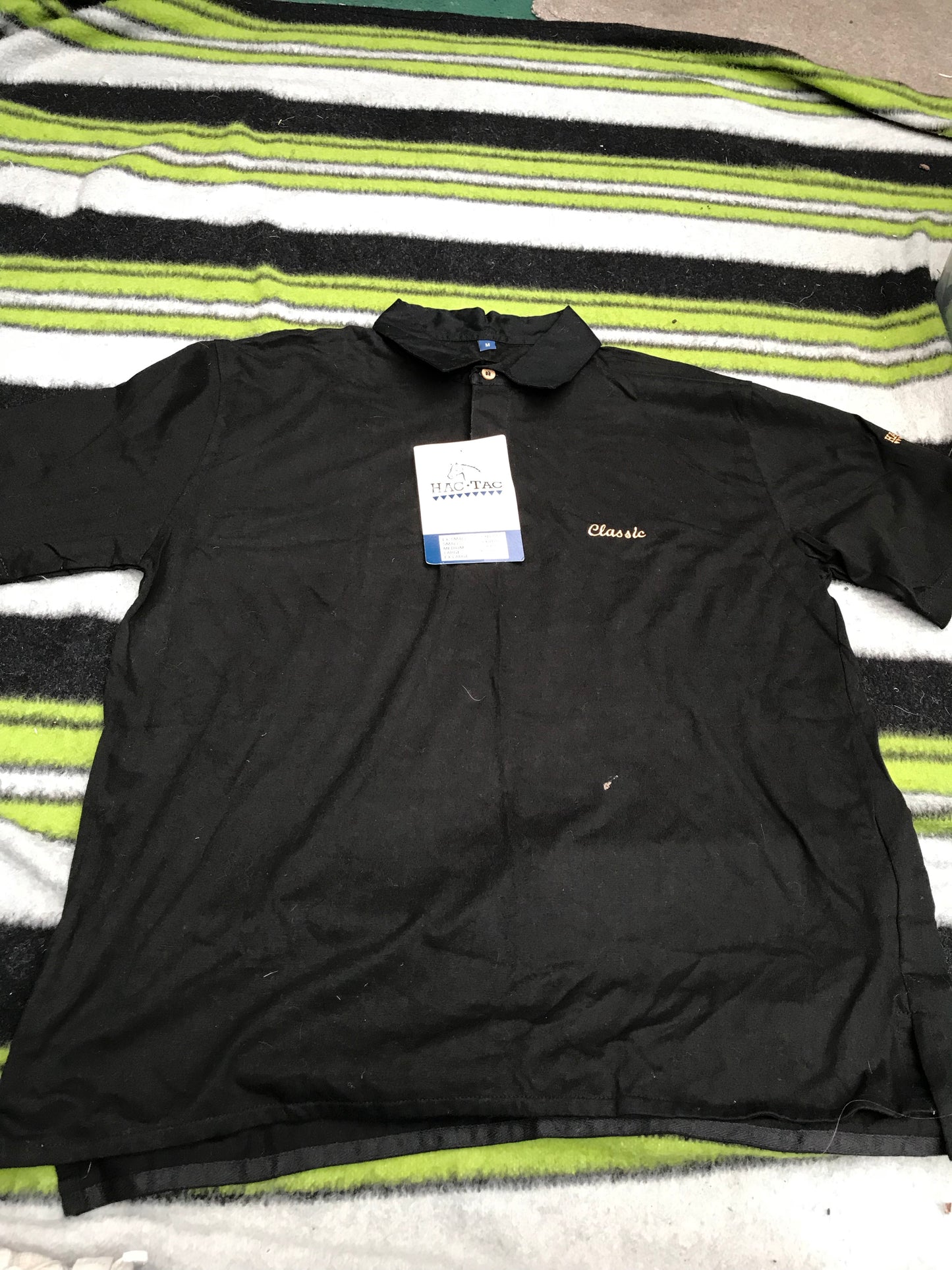 Hac-Tac polo t-shirt black size M (12) FREE POSTAGE