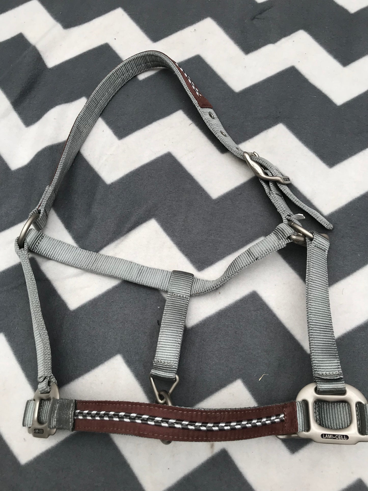 Lami-cell metallic grey/green head collar full size