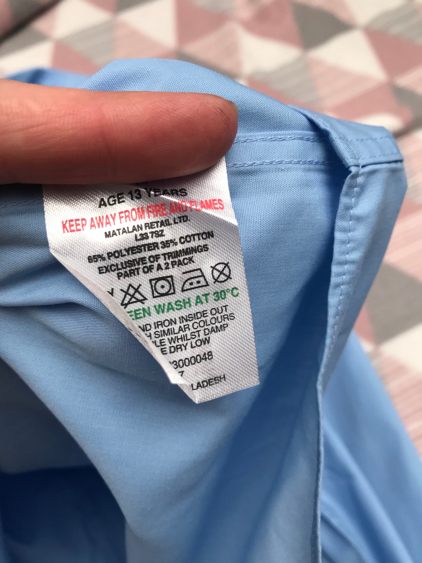 NEW blue long sleeve shirt age 13