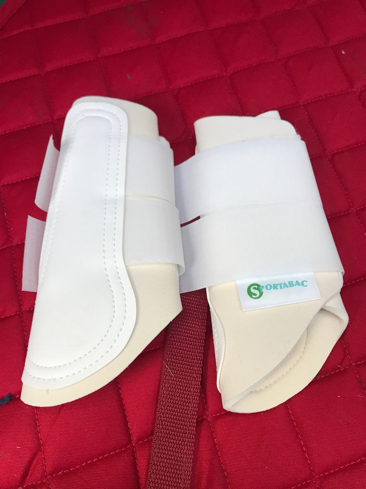 white Sportabac brushing boots size: pony
