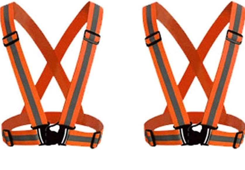 NEW hi vis strap on harness adjustable sizing colours yellow, red, pink, black, blue and orange