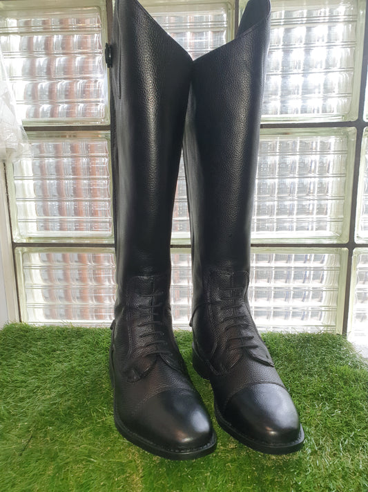 NEW Rhinegold size 4 Black Extra Wide leather Riding boots FREE POSTAGE 🟣