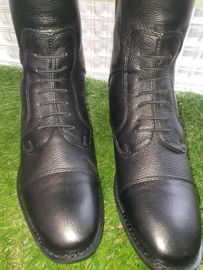 NEW Rhinegold size 4 Black Extra Wide leather Riding boots FREE POSTAGE 🟣