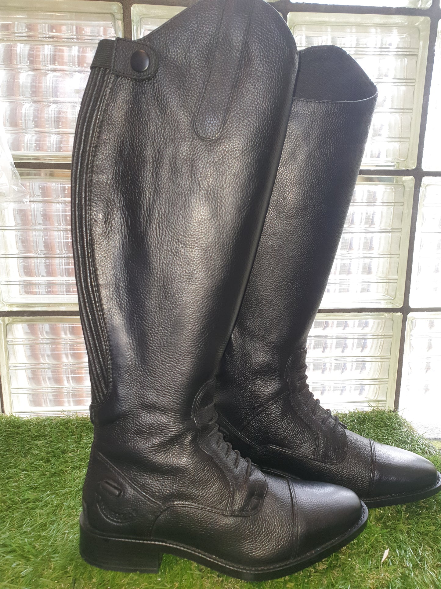 NEW Rhinegold size 4 Black Extra Wide leather Riding boots FREE POSTAGE 🟣