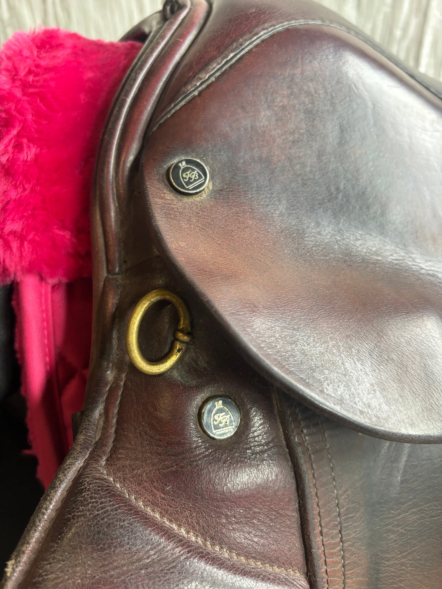 18” Frank baines oxblood brown leather saddle