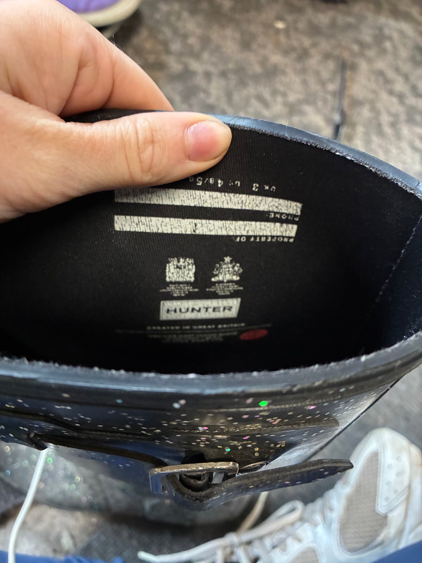 Hunters Black glitter kids  hunter wellies ❤️