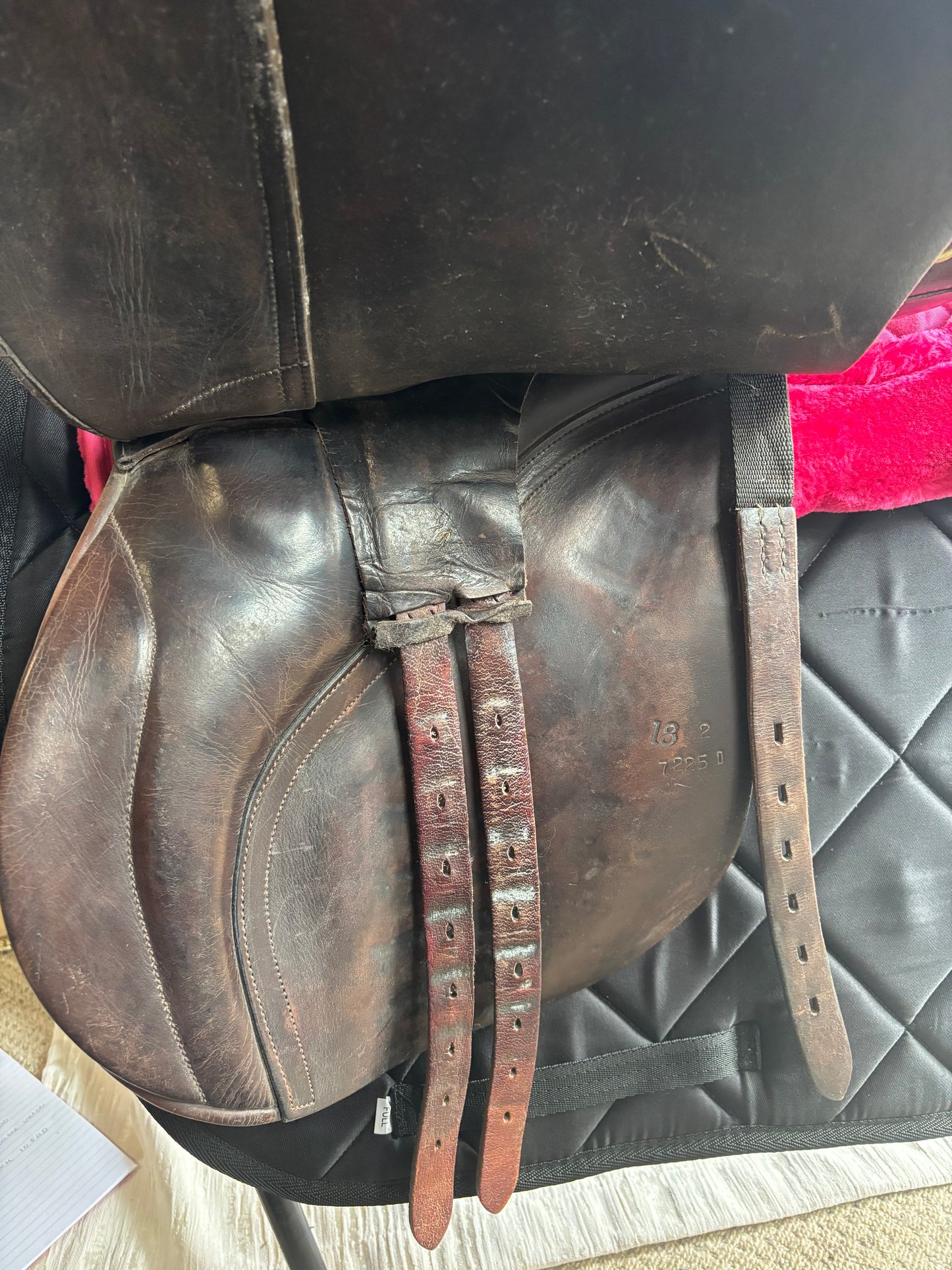 18” Frank baines oxblood brown leather saddle