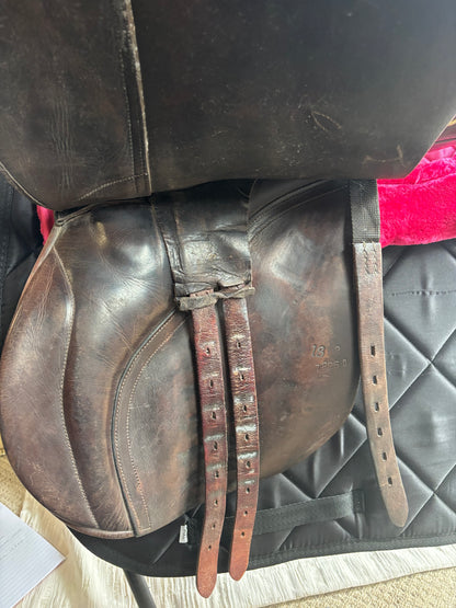 18” Frank baines oxblood brown leather saddle