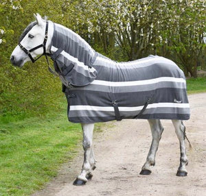 Rhinegold full neck combo fleece rug in grey stripe FREE POSTAGE❤️