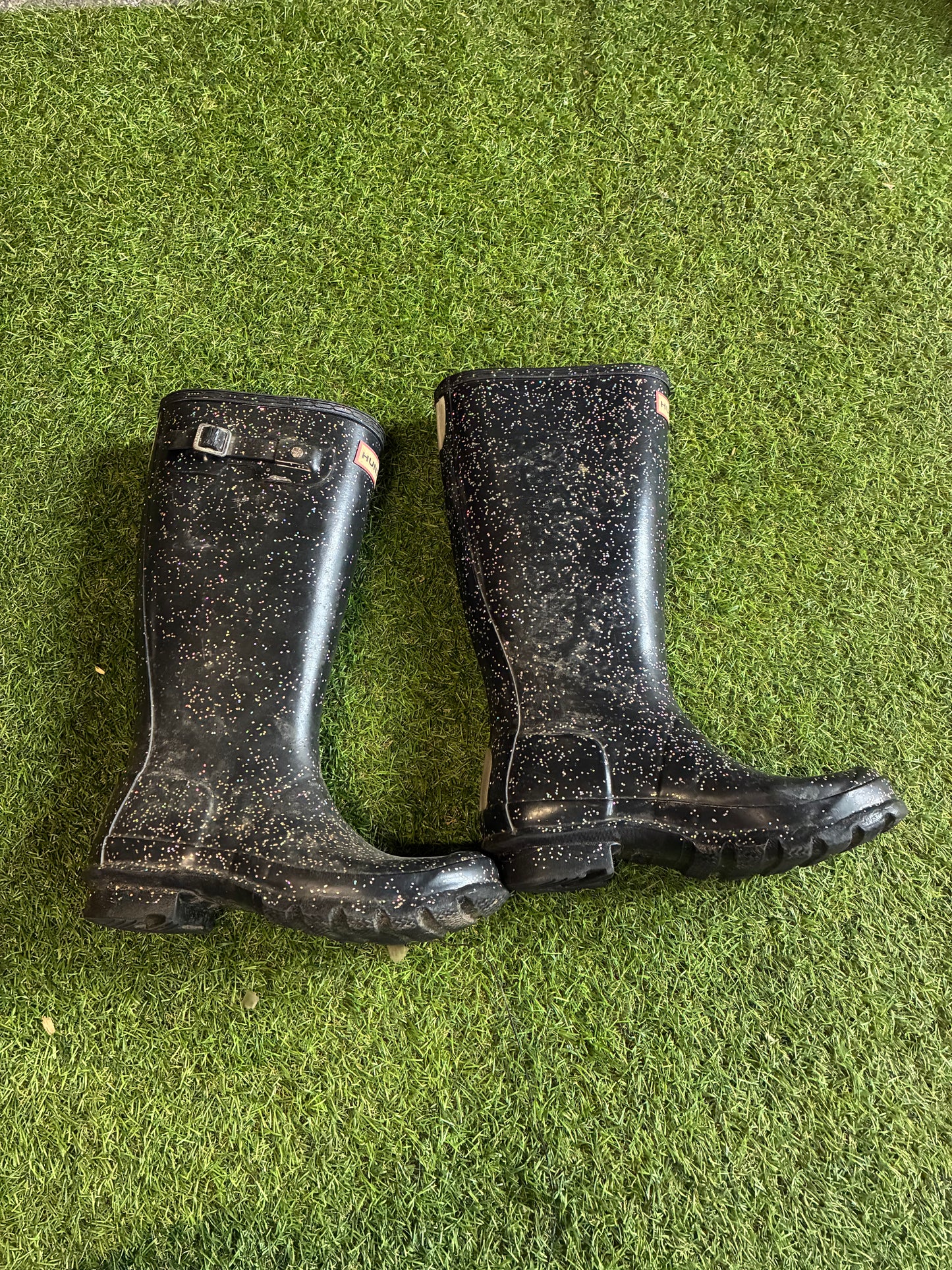 Hunters Black glitter kids  hunter wellies ❤️