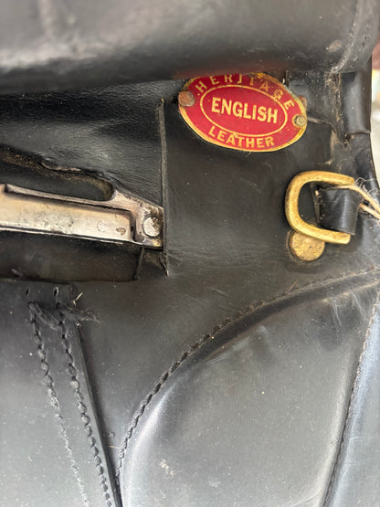 17” heritage black leather saddle WH wide