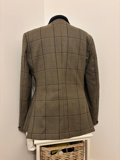 Equitech green 100% wool tweed jacket yellow and black over check❣️