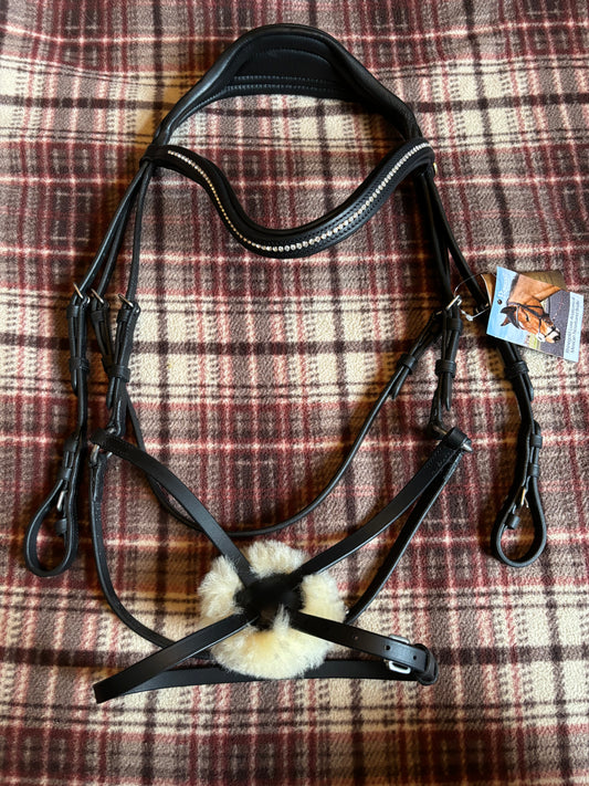 New rhinegold luxe anatomical grackle bridle complete with soft leather reins FREE POSTAGE❤️