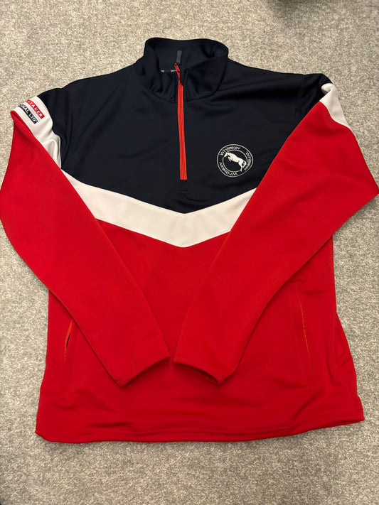 New John Whittaker red navy and white quarter zip size 12/14 ❣️