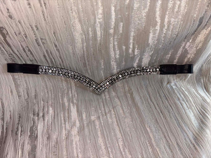 Full silver bling browband “v” shape brown leather