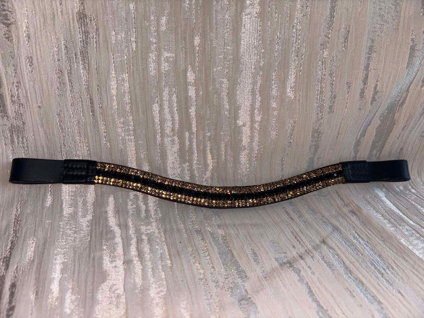 New new gold and black 5 row bling browband cob size