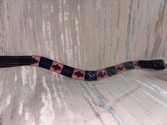 New pony pink and navy polo browband brown leather