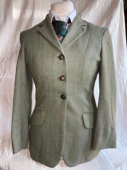 Pytchley pure new wool green tweed with red over check size 36 (12)