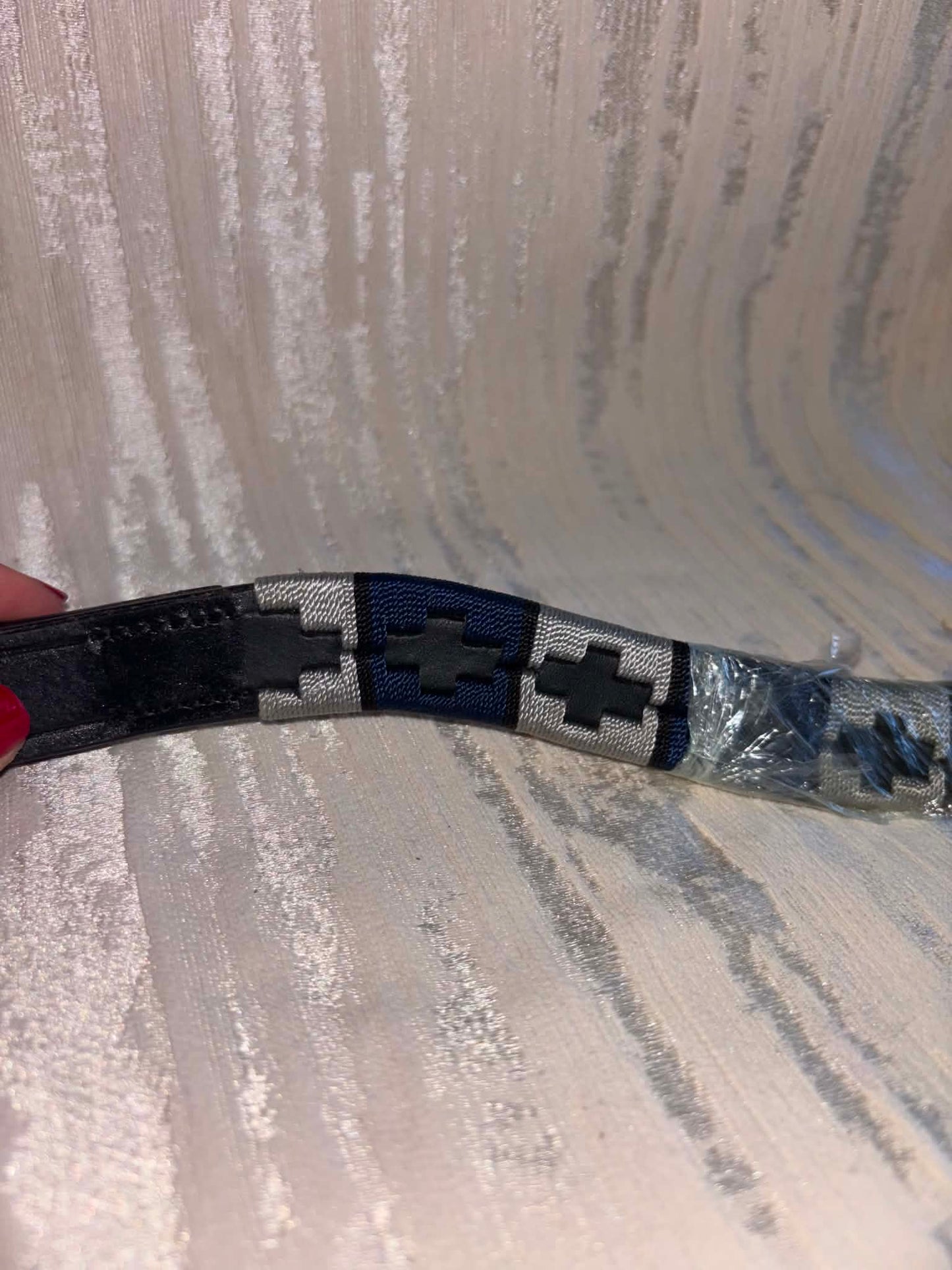 Pony black leather polo browband