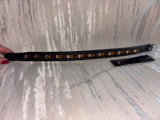 New hkm soft padded bling browband cob size brown