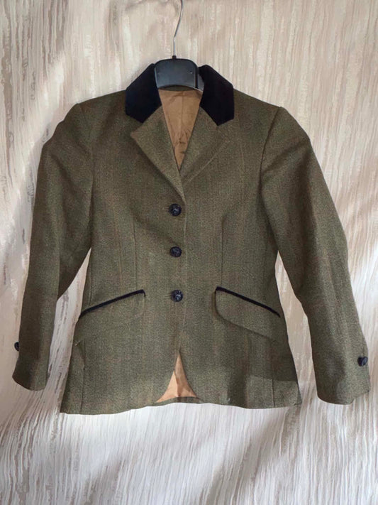 Pytchley pure new wool green tweed with red and orange over check 24”