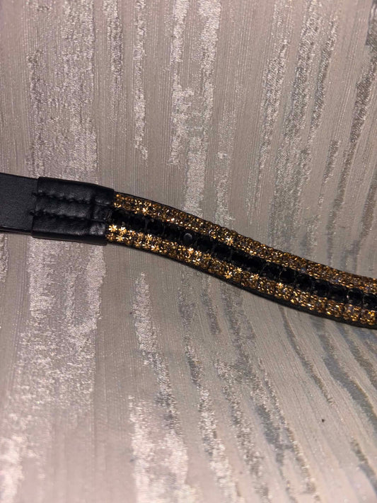 New new gold and black 5 row bling browband cob size