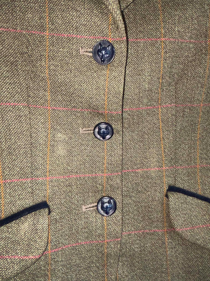 Pytchley pure new wool green tweed with red and orange over check 24”