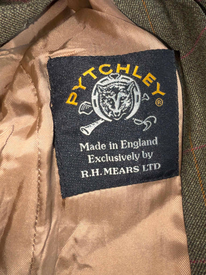 Pytchley pure new wool green tweed with red and orange over check 24”
