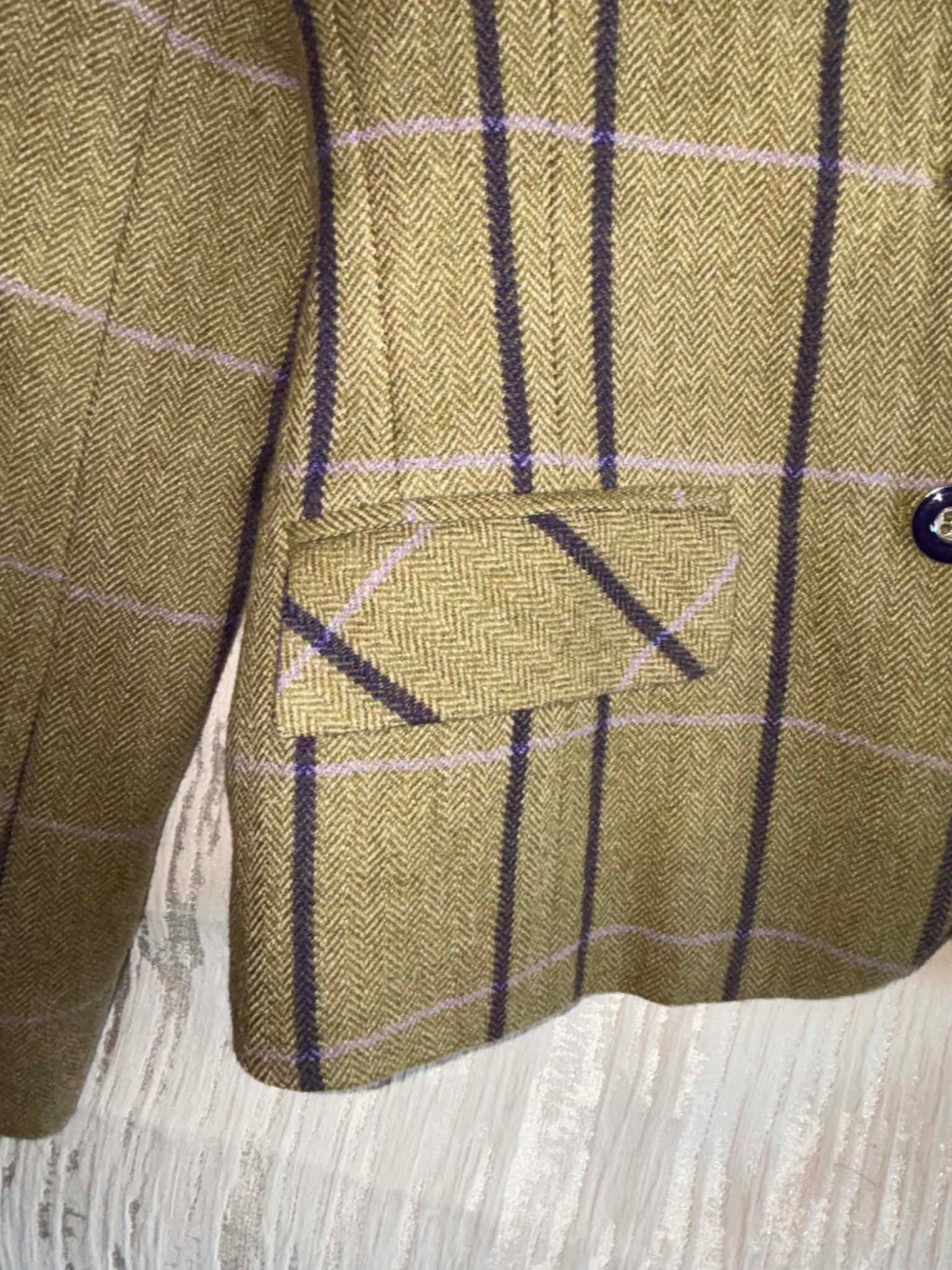 Rydale lucinda Green tweed with purple over check size 10