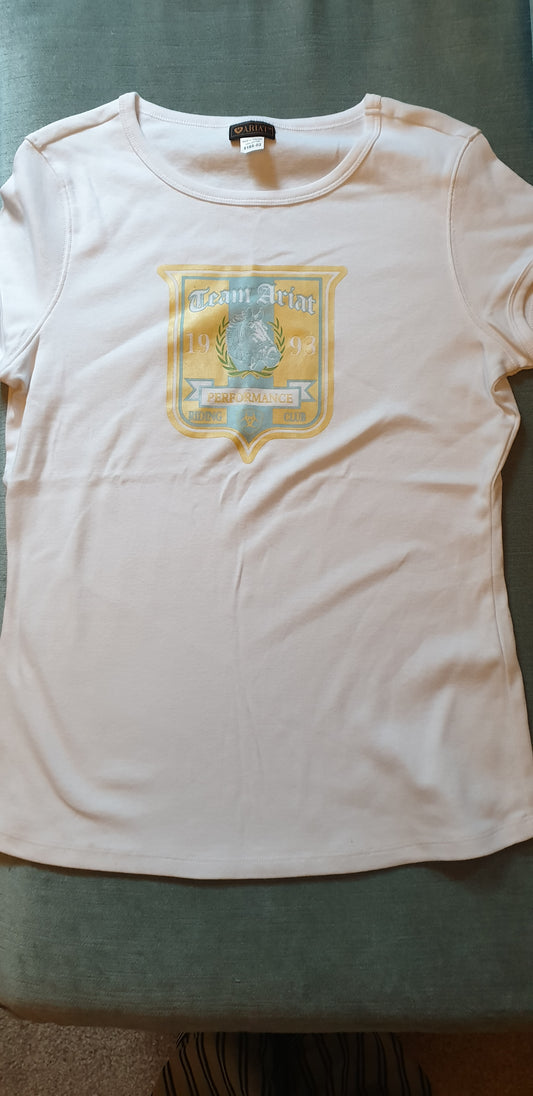 New Ariat white logo T-Shirt in size 12 FREE POSTAGE