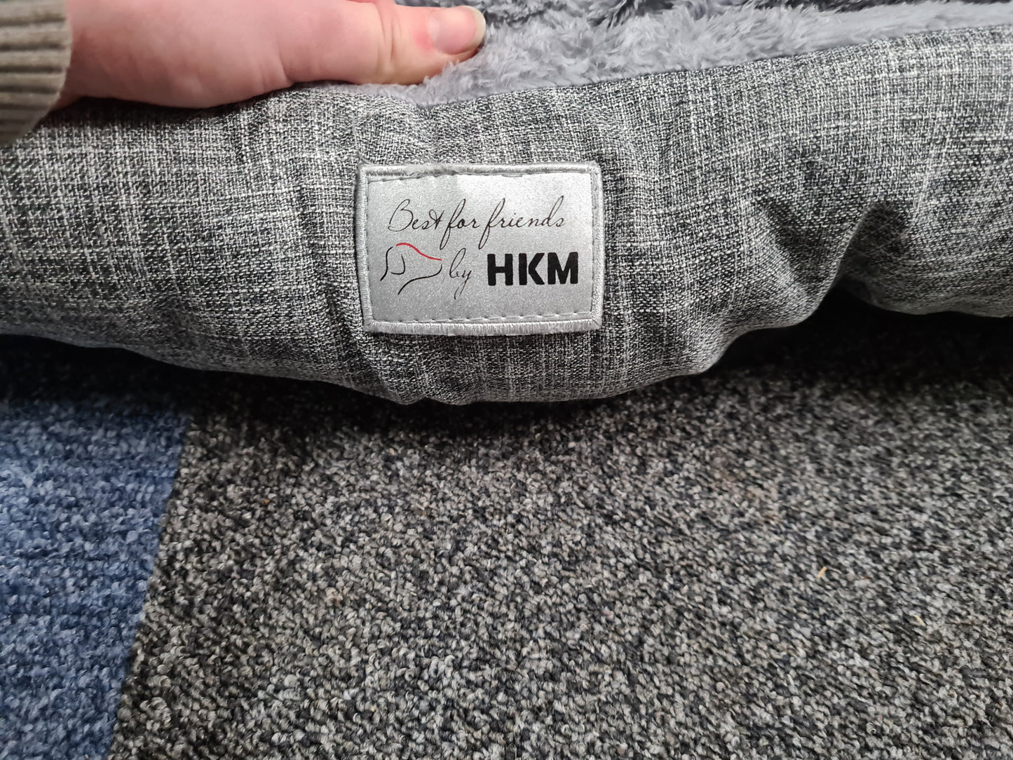 New HKM DELUXE dog bed in grey with fleece lined reversible pillow FREE POSTAGE