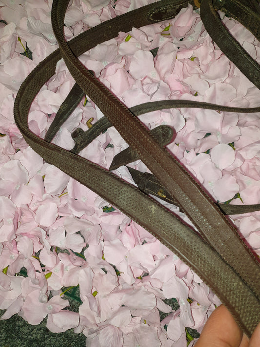 Used brown rubber grip reins brass buckles FREE POSTAGE*