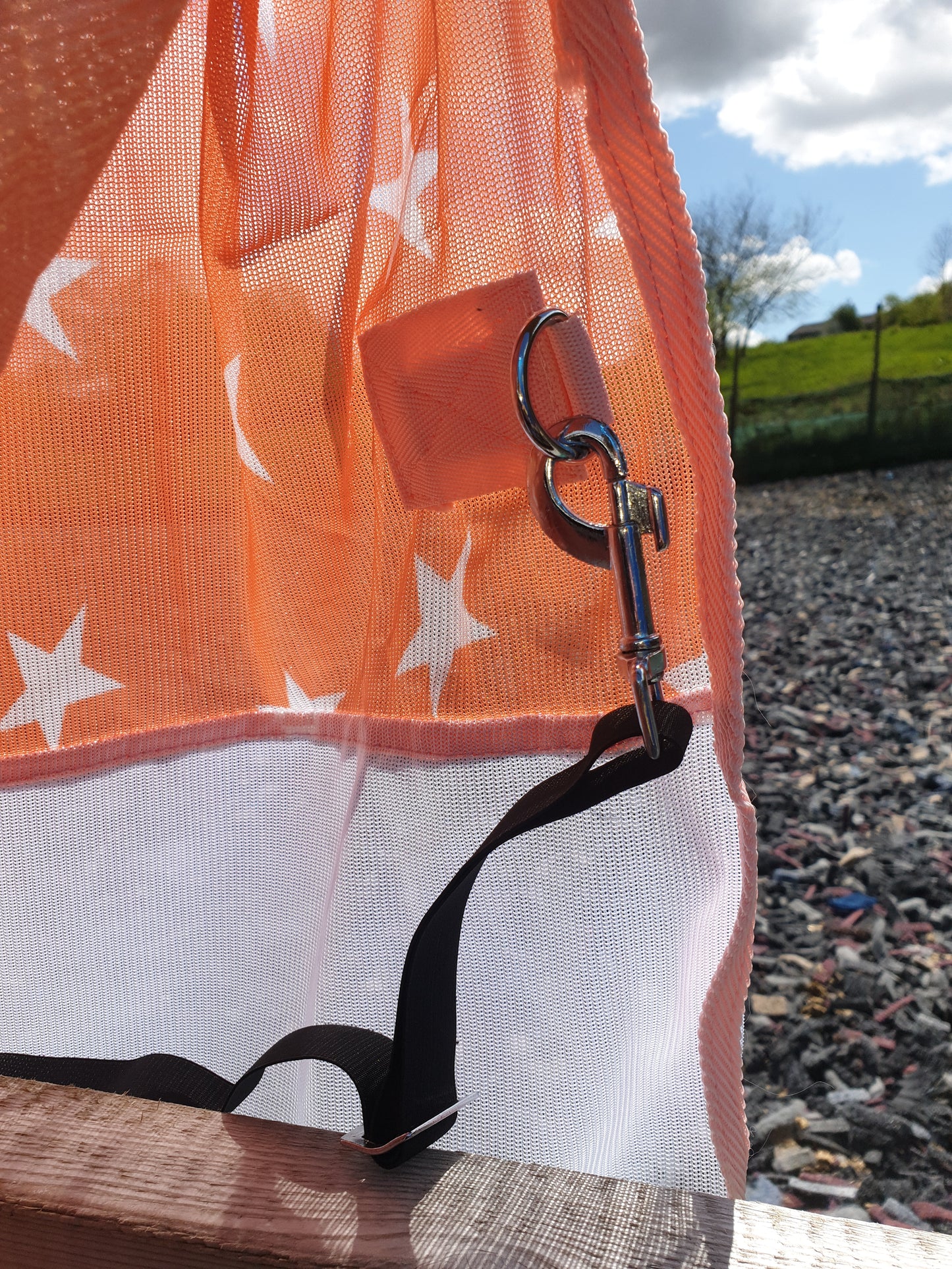 NEW fly rug with neck and tail guard, orange with white stars, various sizes FREE POSTAGE *