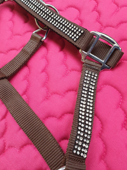 NEW head collar brown and black. padded and gems all sizes available FREE POSTAGE ■