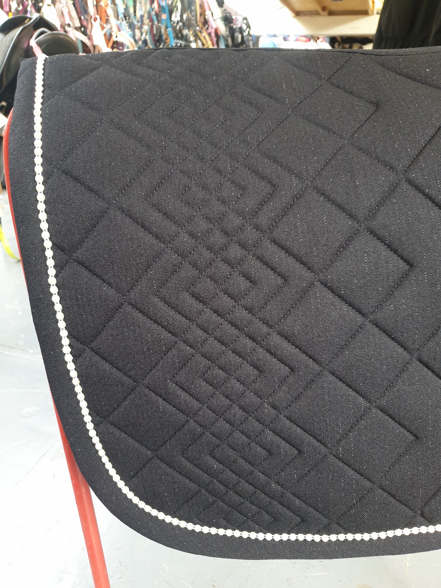 NEW John Whitaker saddle cloth, black with Pearl beaded design, sizes cob and full FREE POSTAGE *