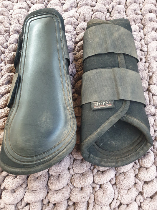 Used pony size shires black brushing boots