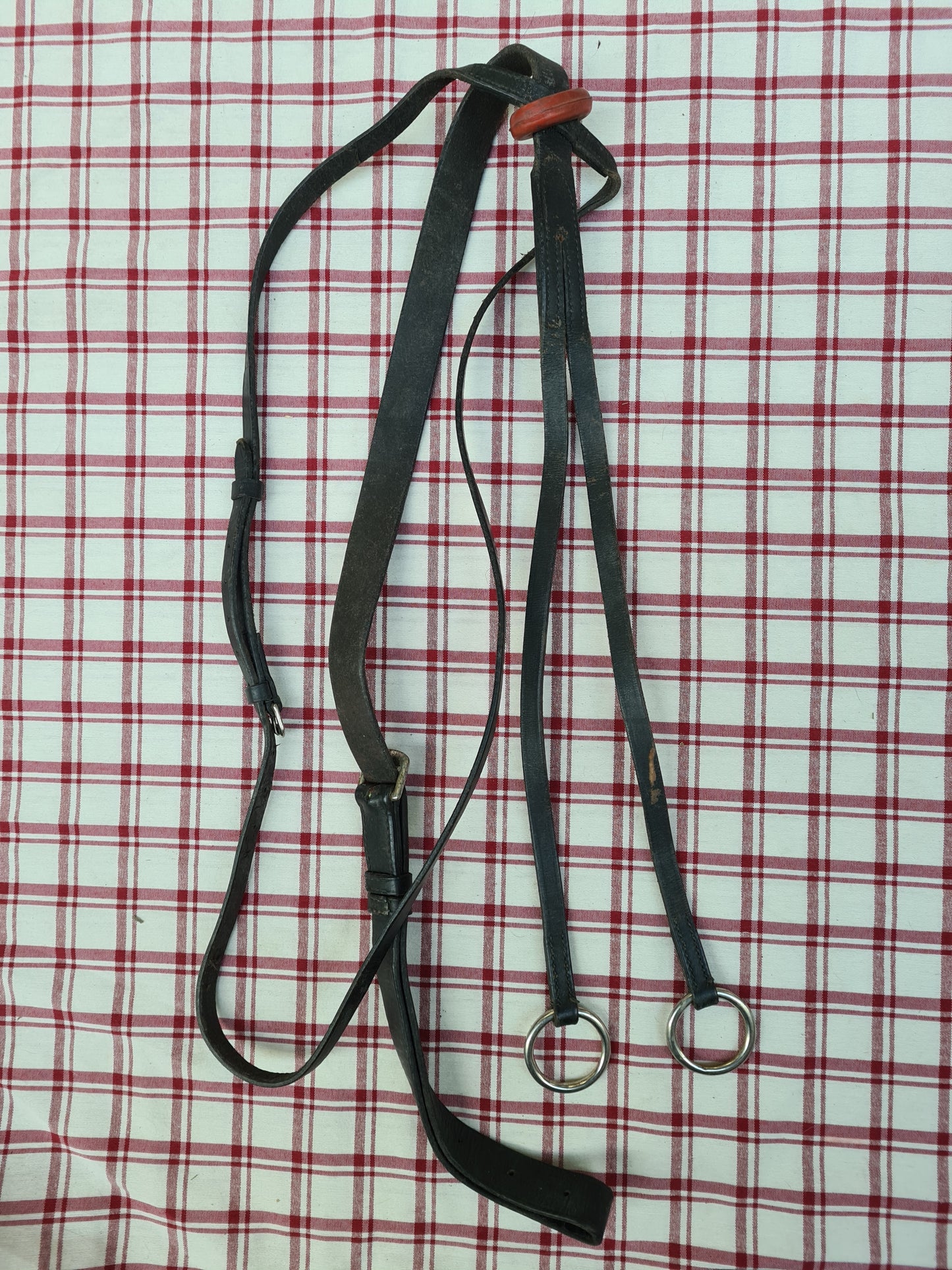 Used black leather running martingale size full FREE POSTAGE *