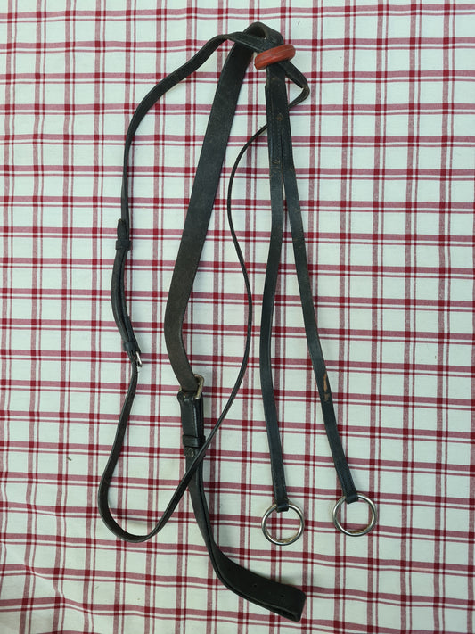 Used black leather running martingale size full FREE POSTAGE *