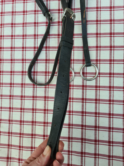 Used black leather running martingale size full FREE POSTAGE *