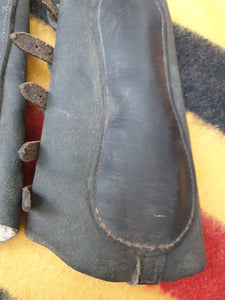 Used brown leather cob size brushing boots FREE POSTAGE☆