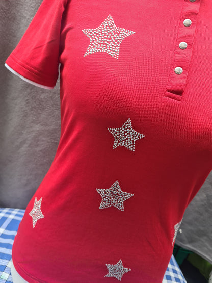 NEW Equitheme red top bling star design, various sizes FREE POSTAGE ✅