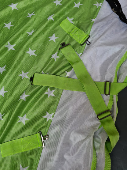 NEW fly rug with neck and tail guard, in green with stars FREE POSTAGE☆