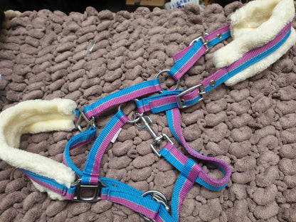 New rhinegold purple and blue fleece lined head collar FREE POSTAGE*