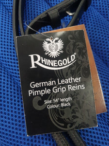 NEW Rhinegold german leather pimple grip reins, black, all sizes FREE POSTAGE *