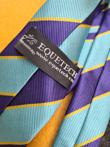 LIKE NEW equetech matching showing tie and bobble, purple and light blue stripes, one size FREE POSTAGE ■
