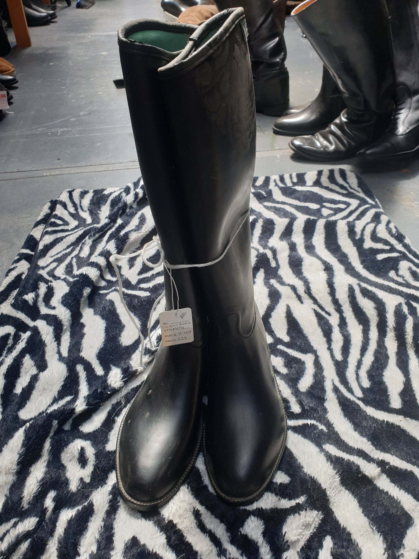 Black Dublin size 4 long rubber boots FREE POSTAGE ✅